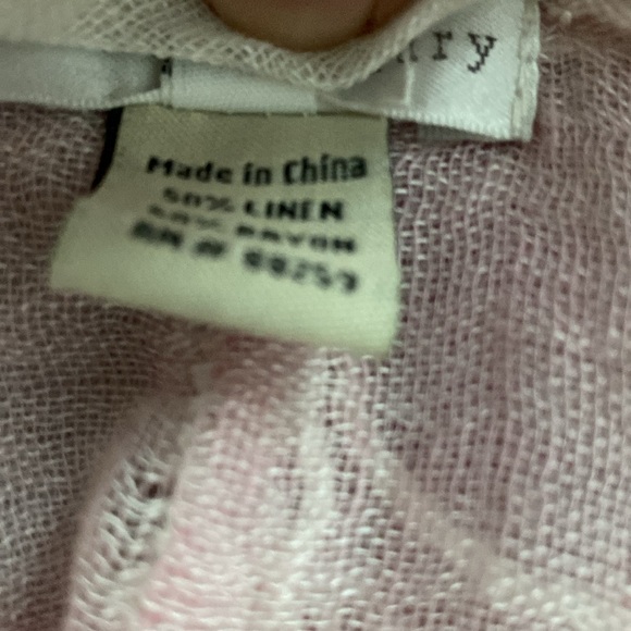 SUBTLE-LUXURY pink striped cover up w/ fringe. Linen cotton blend OS - Picture 7 of 7